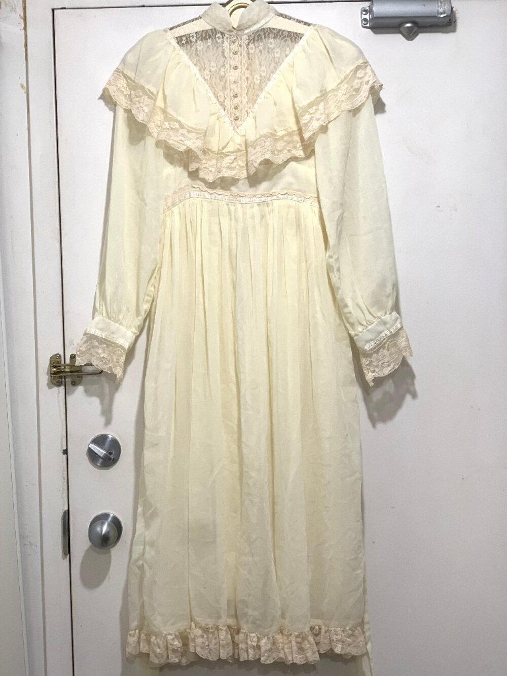 VINTAGE BOHO LACE RUFFLED MAXI SUMMER DRESSES SIZE S